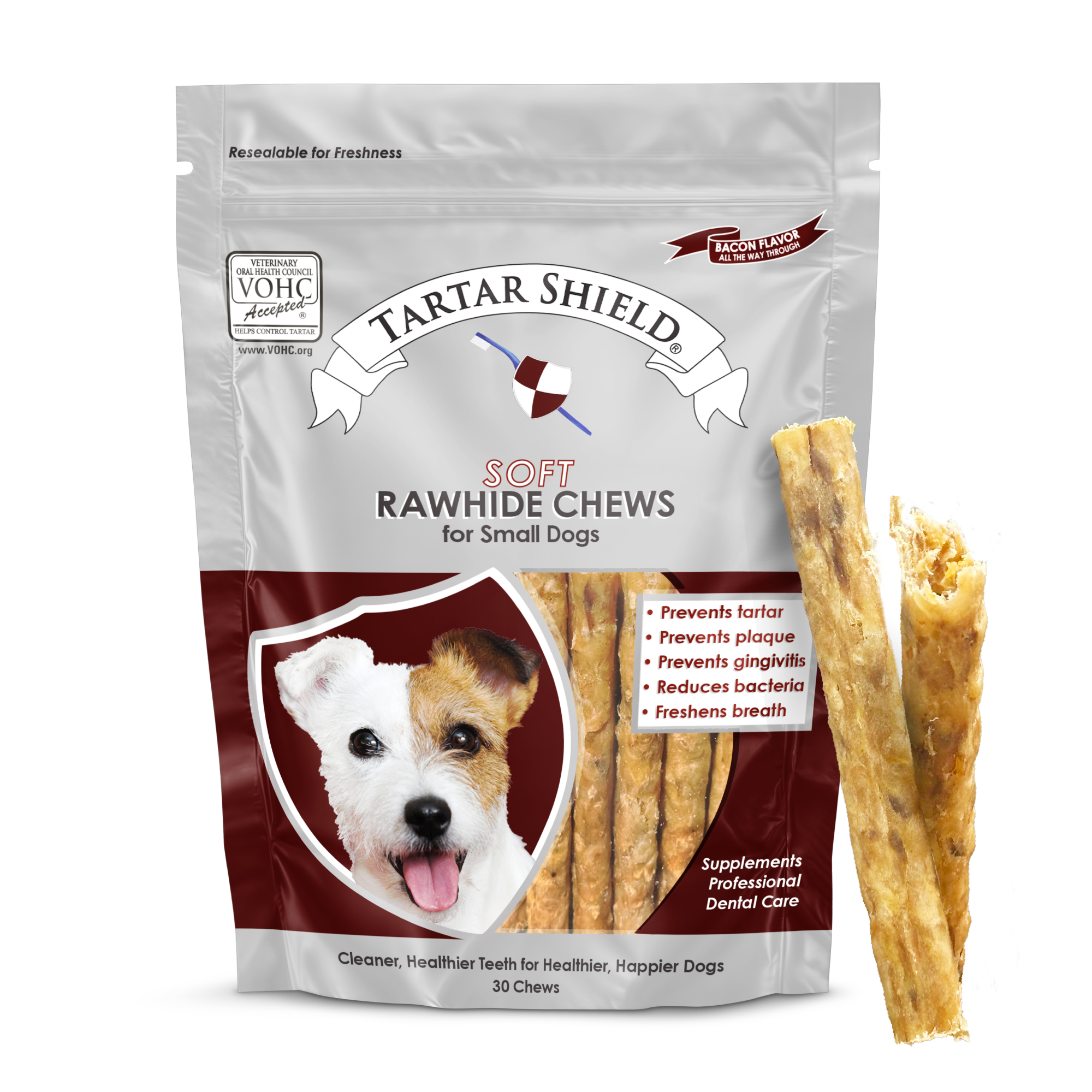 Tartar Shield® Soft Rawhide Chews for Small Dogs (30 ct)