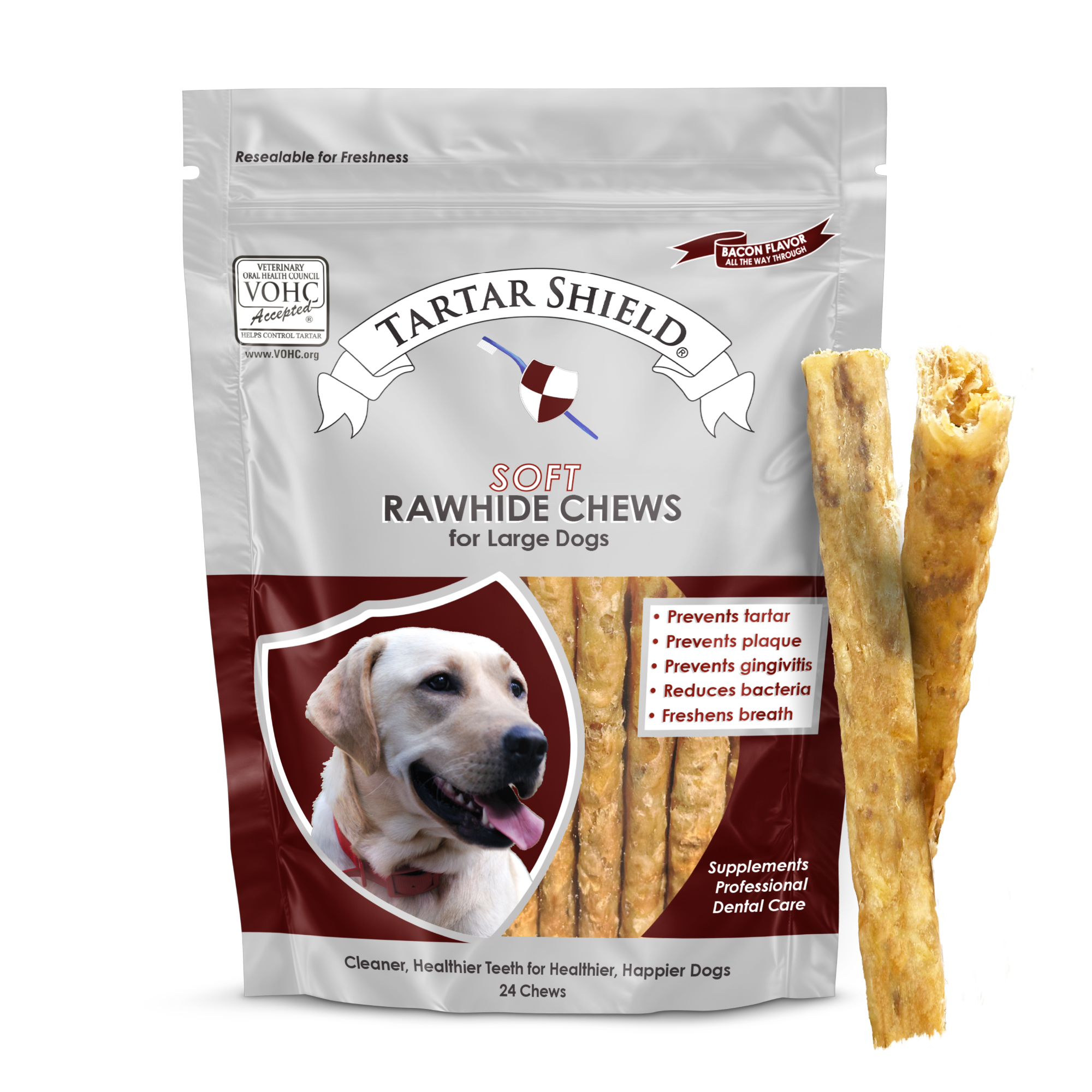 Tartar Shield® Soft Rawhide Chews for Large Dogs (24 ct)