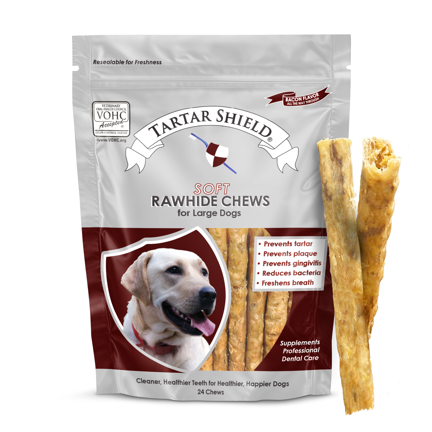 Tartar Shield® Soft Rawhide Chews for Large Dogs (24 ct)