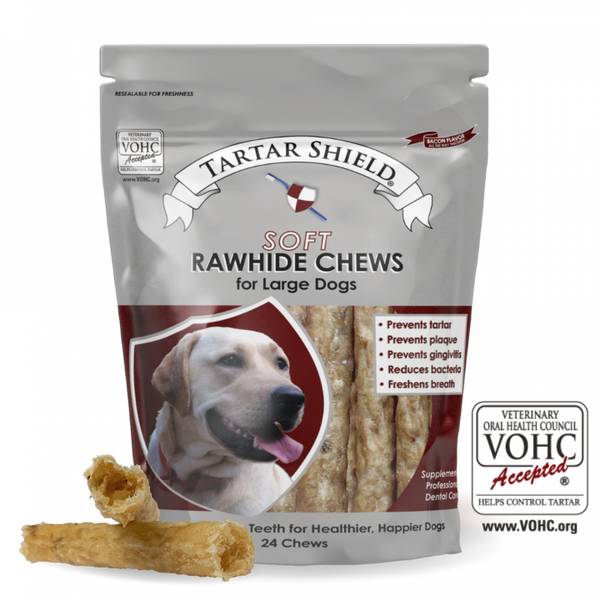 Tartar Shield Soft Rawhide Chews for Large Dogs 24 count